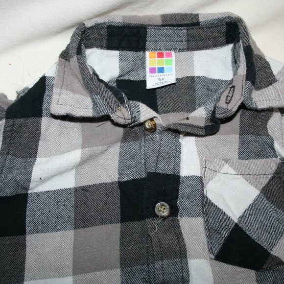 🍁BOYS 5T FLANNEL SHIRT LONG SLEEVE CHECKERED BUTTON-DOWN TOP LAYER WARM PLAID - Picture 4 of 11